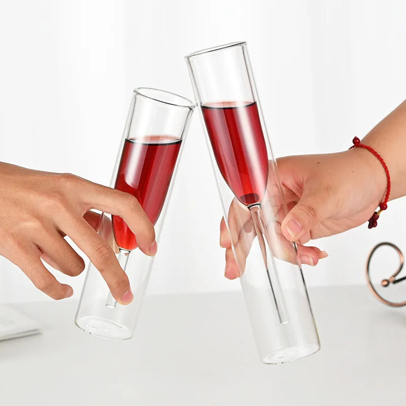 Double Wall Clear Glass Cups Hand Blown Toasting Glasses