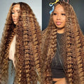 Super Double Drawn Human Hair Curly Wig Swiss HD Glueless Lace Wigs Piano Curly Double Drawn Raw Human Hair HD Lace Front Wigs