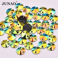 JUNAO 10mm 12mm 16mm 18mm Sewing Resin Rhinestones Good Price Flatback Stones Round Crystal Stones With Hole