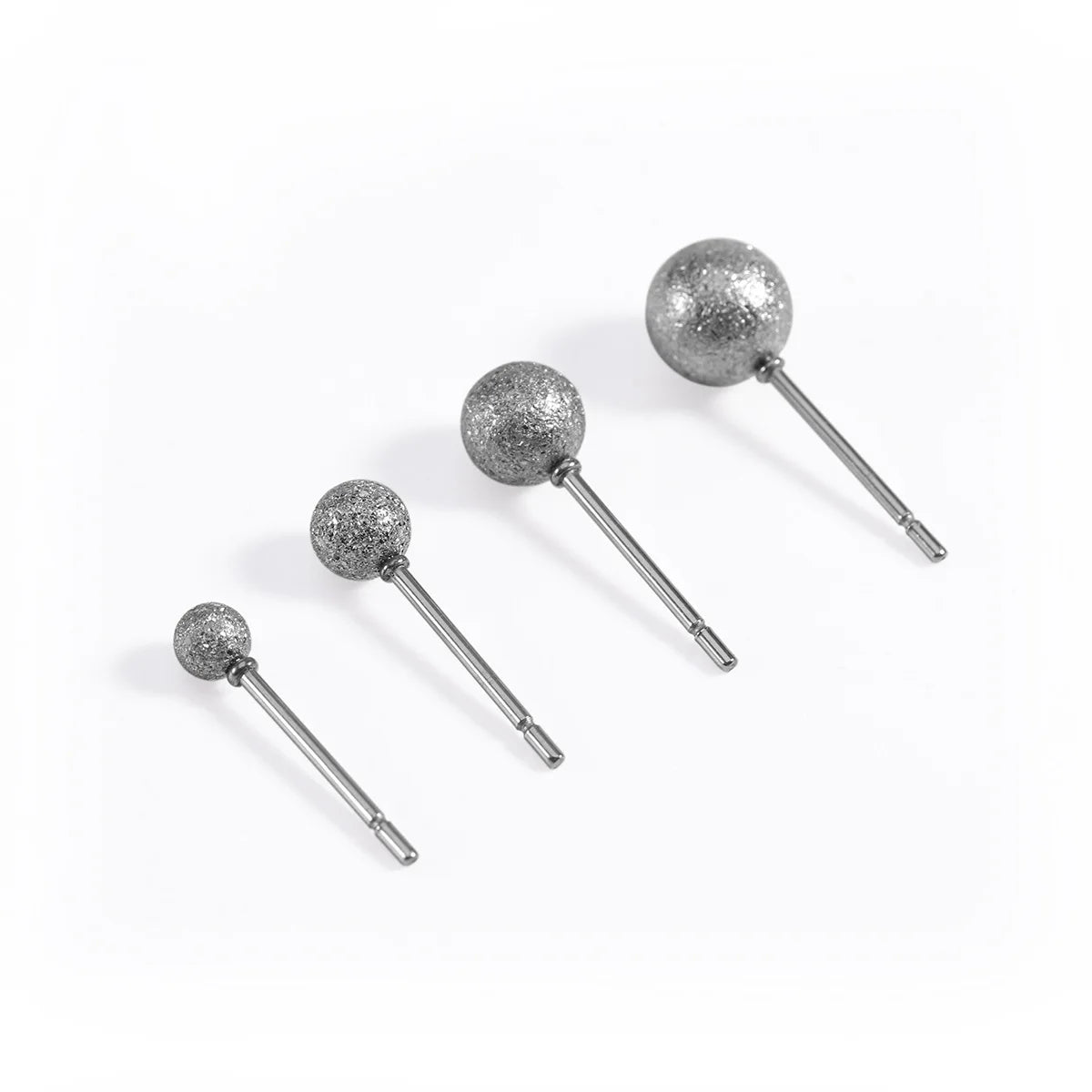 DIY Stainless Steel Jewelry Components Hang Charms with Different Diameter 3-6mm Matt Ball Earring Pin with Hook