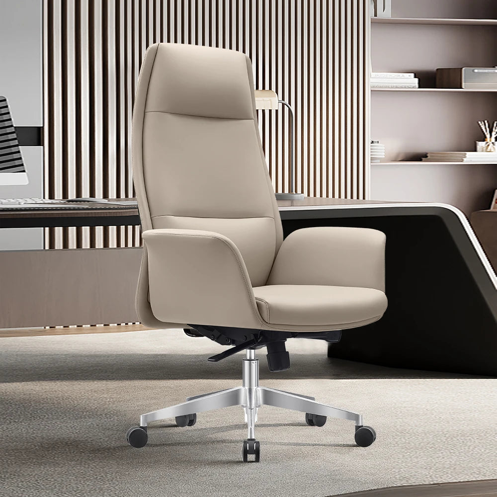 Promotional Office Furniture Manager Chair Reclining Brown Genuine Leather Executive Office Chair Leather