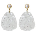 2024 New Exaggerated Geometric Transparent Resin With Diamonds Pearl Earrings for Women Jewelry