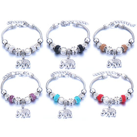 Hot Sale Many Color Big Hole Beaded Bracelet Alloy Elephant Charm Bracelets DIY Jewelry Wholesale