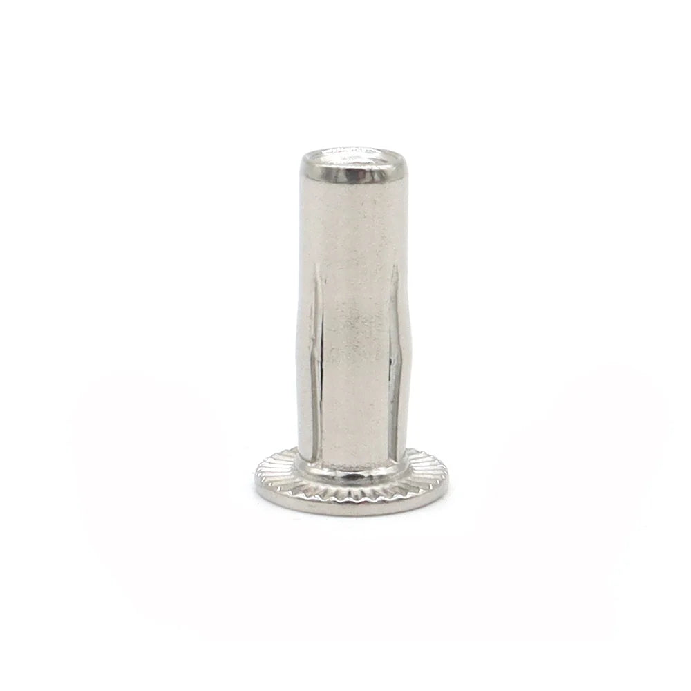 Pre-bulbed Rivet Nuts Stainless Steel Pre-bulbed Slotted Body Rivet Nuts Multi-Grip Shank Flat Head Taded Insert