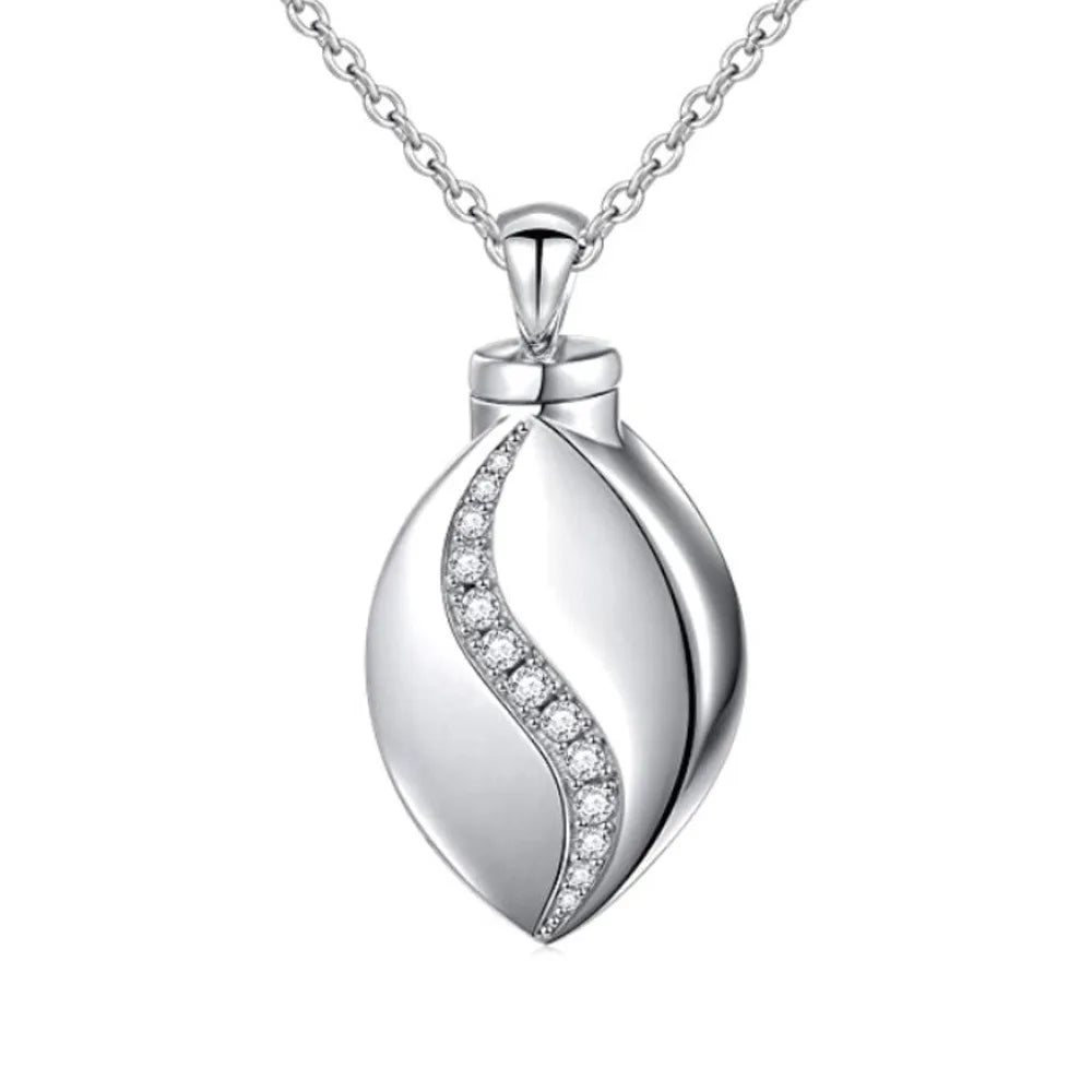 Urn Necklace for Ashes Stainless Steel Drop Cremation Jewelry with Crystal Funnel Filler Memorial Jewelry