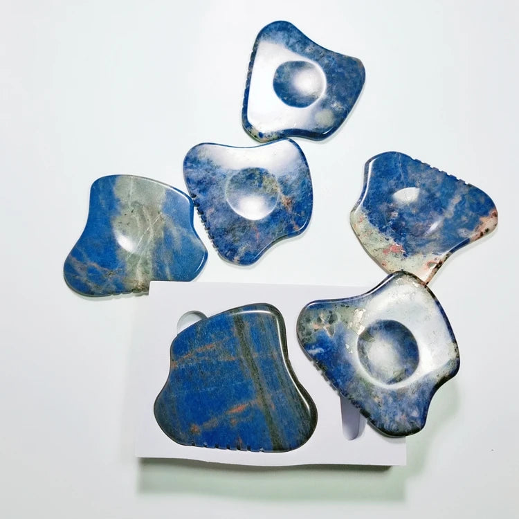 diy Heath Care Tool Natural Sodalite Heart Shaped Gua Sha New Guasha Blue Gua Sha Tool
