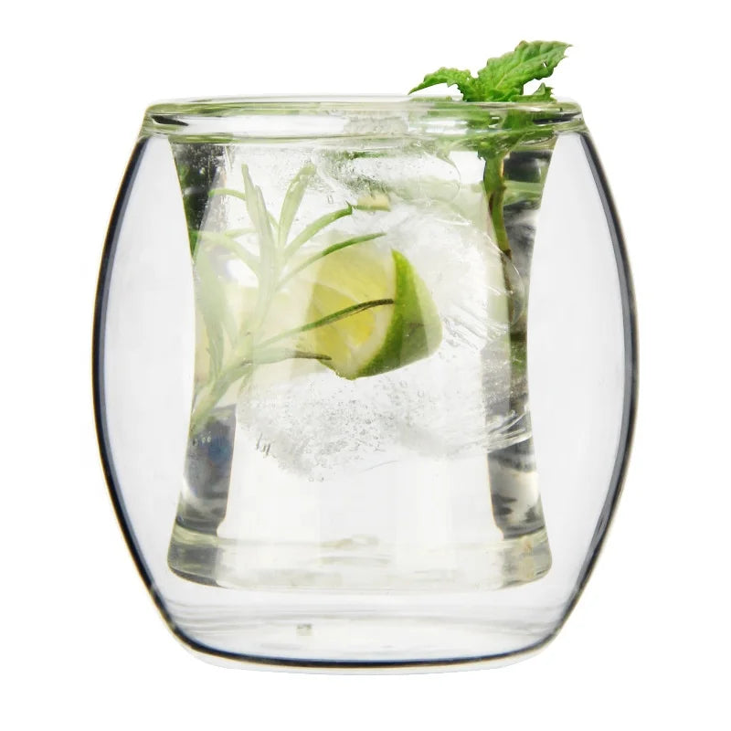 Koi Hot Sale 135ml Round Shape Belly Adduction Waist High Borosilicate Glass Drinkware Double Wall Glass Tumbler