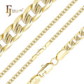 7.5mm FJ Fallon Fashion Jewelry Curb Link Trace Hammered Chain Plated in 14K Gold Brass Based