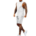 10%OFF  M-3XL New Sports Suit Men's Casual Thin Section Five-point Pants Sleeveless Top Solid Color Vest Shorts Two-piece Set