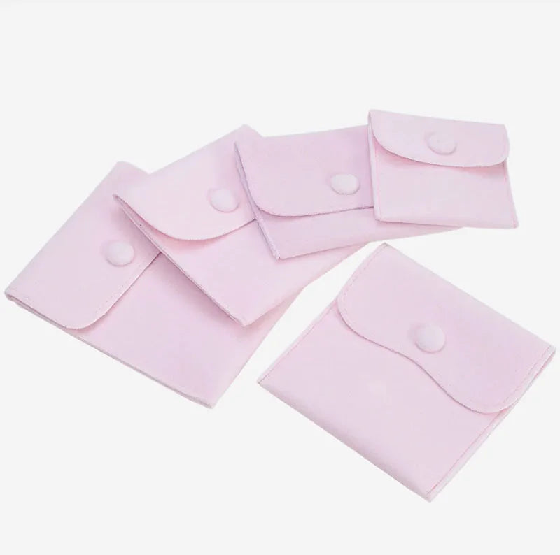 Custom Velvet Jewelry Storage Pouches With Snap Button Luxury Flannel Bracelet Packing Bag