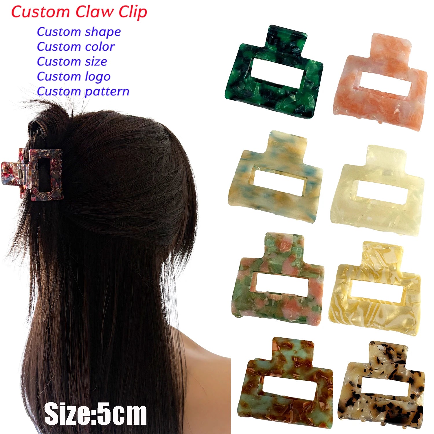 IT150-5 Hot Sale Korean Fashion Simplicity Hair Accessories 5cm Small Acetate Hair Clips for Women Girls Acetate Hair Claws