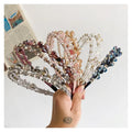 Korean Women Crystal Pearl Twining Hair Hoop Weave Rhinestone Headband Hollowed Out Luxury Baroque Headbands for Women