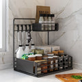Kitchen Metal 2-layer Under Sink Storage Cabinet Mesa With Hook Spice Jars Rack Pull-Out Drawer Organizer Basket Sliding Shelf