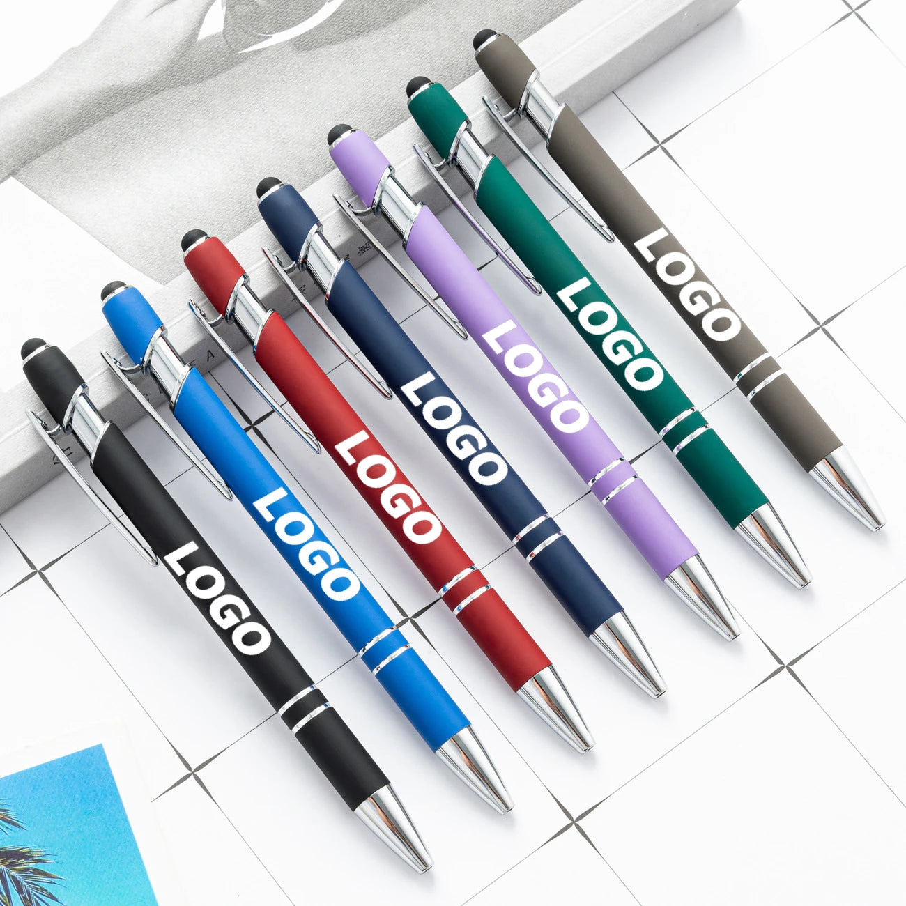 Customizable Aluminum Ballpoint Pen with Stylus - Premium Promotional Gift with Logo Printing