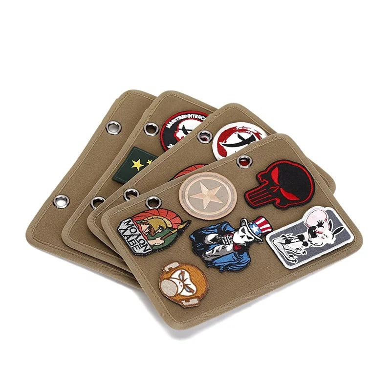 Fashionable Carabiner Finishing Board Outdoor Tactical Storage Board with Armband Sticky Hanging Board for Patch Cloth Display
