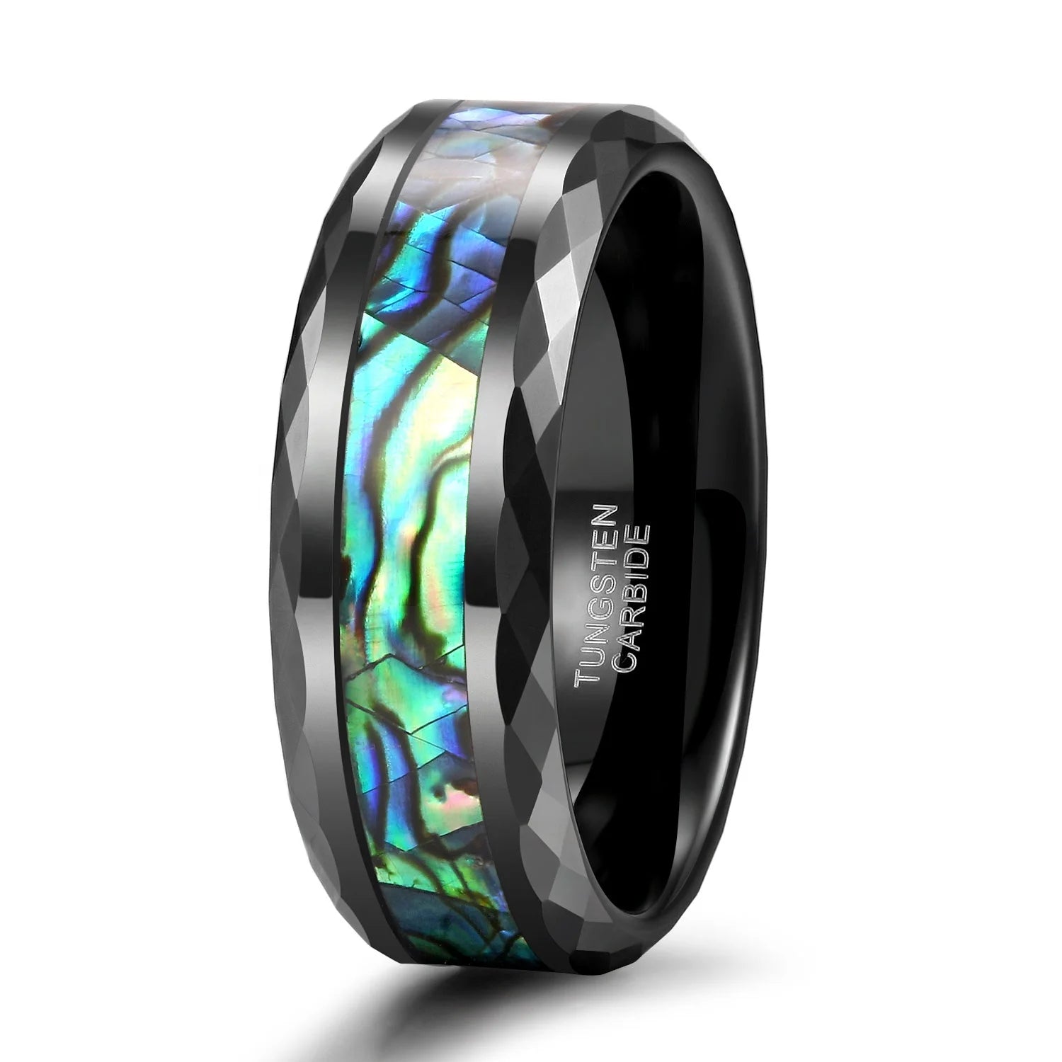 OAHLAN 6mm 8mm Shell Colorful Tungsten Rings Wedding Band Black Engagement Ring Tungsten Carbide Ring for Men