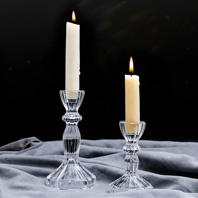 Nordic Crystal Glass Candlestick Desktop Retro Decoration Pieces Romantic Candlestick