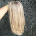 Hot Sale 100% European Virgin Human Hair Clip-on Toupee Kosher Topper Dark Roots Longfor SS Silk Base Virgin Bangs Sizes 6x7 7x8