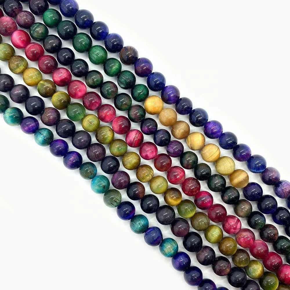 High Quality Tiger's Eye Gemstone Beads Multi-Color Smooth Cut Loose Beads for DIY Healing Natural Yellow Polished Crystal