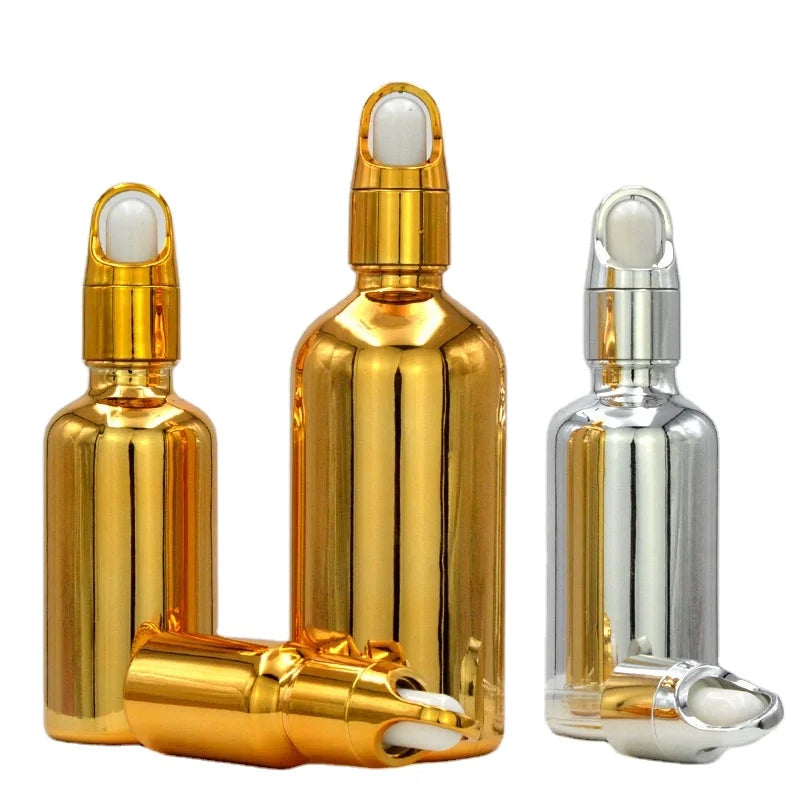 5ml 10ml 15ml 20ml 30ml 50ml 100ml Luxury Golden Glass Bottle Cosmetic Spray Bottle Pump Bottle