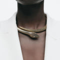 2025 New Arrival Vintage Retro Alloy Snake Shaped Hinged Collar Design Snake Spring Collar Metal Collar Antique Gold Necklaces