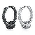 Men's Trendy Black Gold Huggie Stud Earrings with Princess Cut Zircon Mainly Made of Alloy