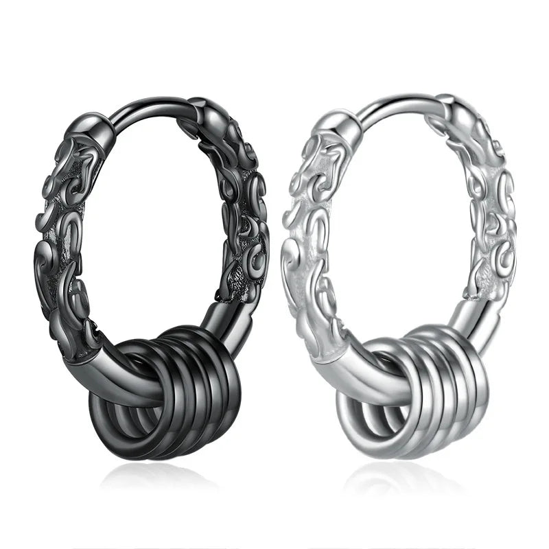 Men's Trendy Black Gold Huggie Stud Earrings with Princess Cut Zircon Mainly Made of Alloy