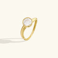 LOZRUNVE 925 Silver 18k Gold Plated Elegant Custom Bezel Soiitaire Wave Band Ring