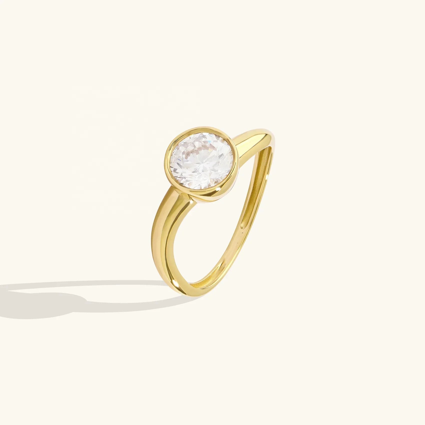 LOZRUNVE 925 Silver 18k Gold Plated Elegant Custom Bezel Soiitaire Wave Band Ring