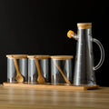Best Selling Cooking Kitchen Oil Sauce Spice Seasoning Storage Salt Glass Jar Set With Spoon