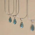New Arrival Fashion 18k PVD Gold Plated Stone Necklaces Water Drop Crystal Pendant Necklace