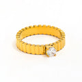 Joolim High End 18K Gold Plated Round Zirconia Gear Band Ring for Women Finger Ring Non Tarnish MegaBDM