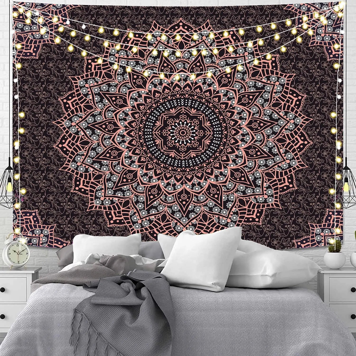 Psychedelic Indian Mandala Tapestry Flower Wall Hanging Boho Hippie Cloth Fabric Large Tapestry Interior Bedroom Dorm Room