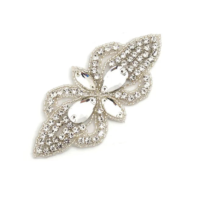 Wholesale 2026 Popular of Shining Crystal Rhinestone Bowknot Applique for Wedding Dress Decorative Clothing Patches