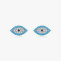 Simple Stackable Earring for Women Fine Jewelry 925 Sterling Silver Exquisite High-Fashion Turquoise Evil Eyes Stud Earrings