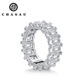 925 Sterling Silver Emeralded Cut Eternity Engagement Simulated Diamond Wedding Silver Full Eternity Ring Jewelry