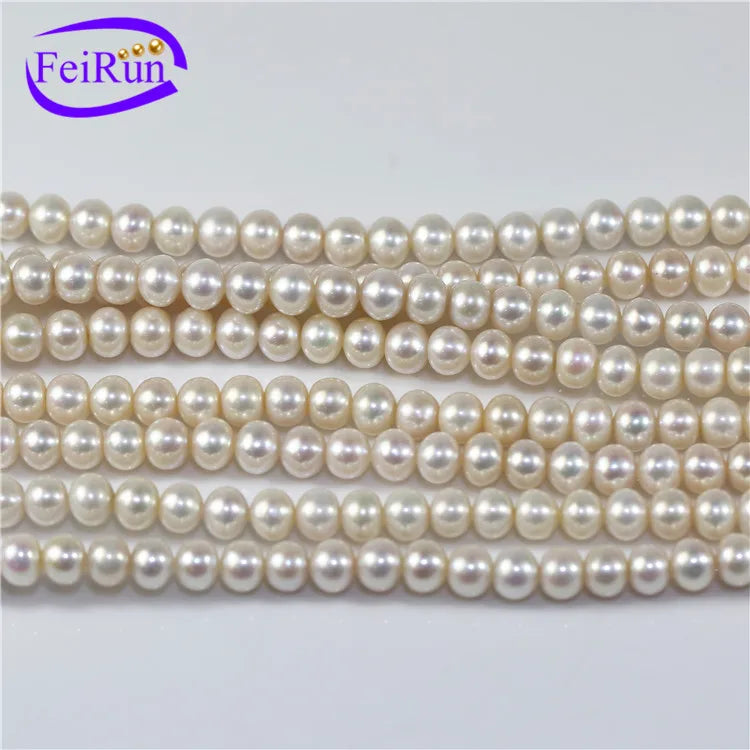 FEIRUN 6-7mm Semi Round Chinese Akoya Natural Shape Pearl Strand for Jewelry Marking