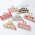 Alloy Claw Clip Glisten Rhinestone Veijer Korean Flower for Think Hair Women Children's Hair Decoration Daily Life