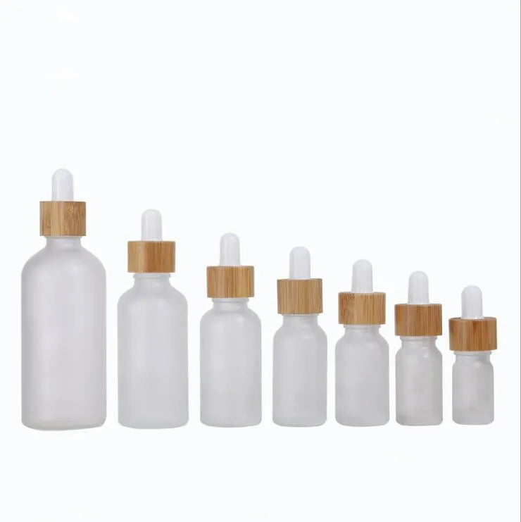 100ml 30ml Frosted Glass Bamboo Essential Oil Bottle with Bamboo Dropper Cap