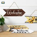 Putuo Decor Welcome Arrow Shape Wood Sign Hello Spring Hanging Plaque Wall Sign for Gift Home Indoor Decor