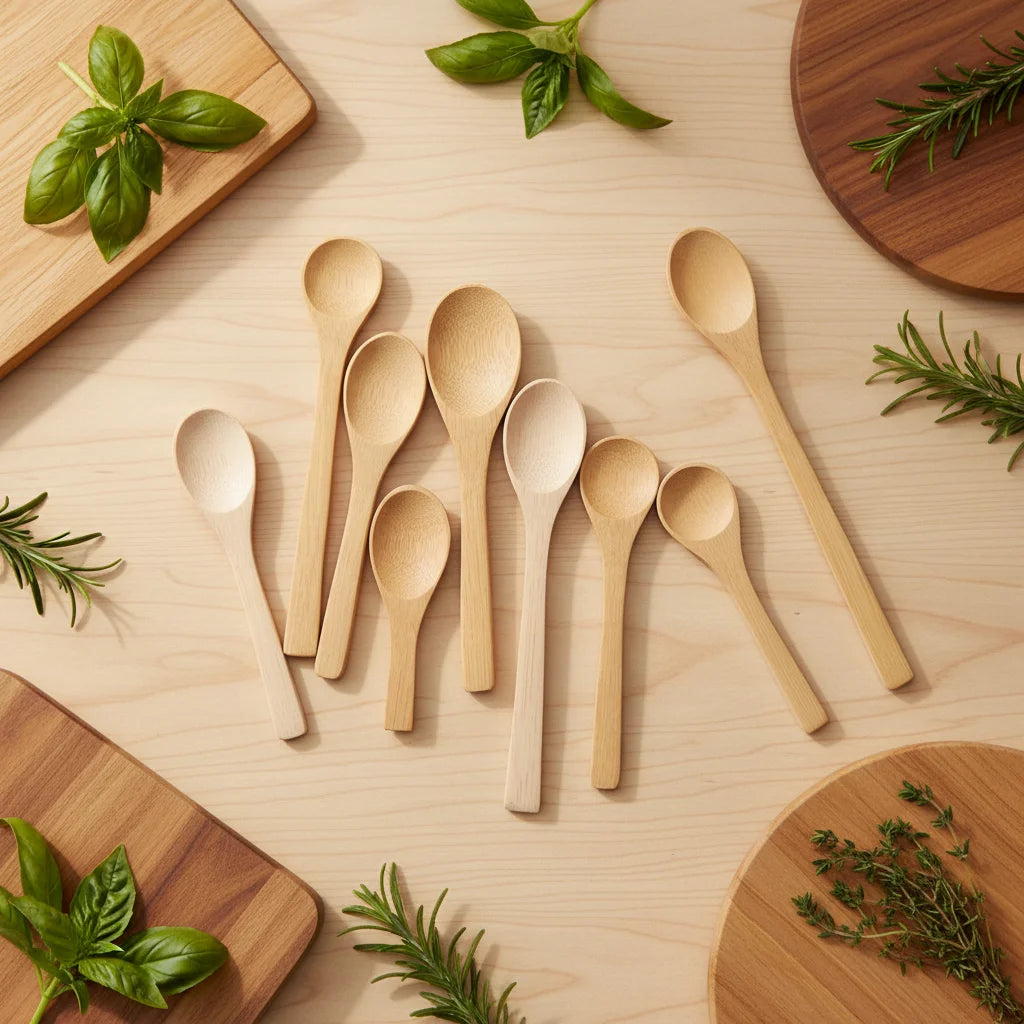 Customized Logo Disposable Wooden Spoon Different Size Small Bamboo Spoons for Honey/Coffee/Coconut Oil /Soup