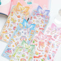 Nekoni Kawaii Hot Silver Pearlescent Effect Sticker Sheet  For Handbook Laser Stickers