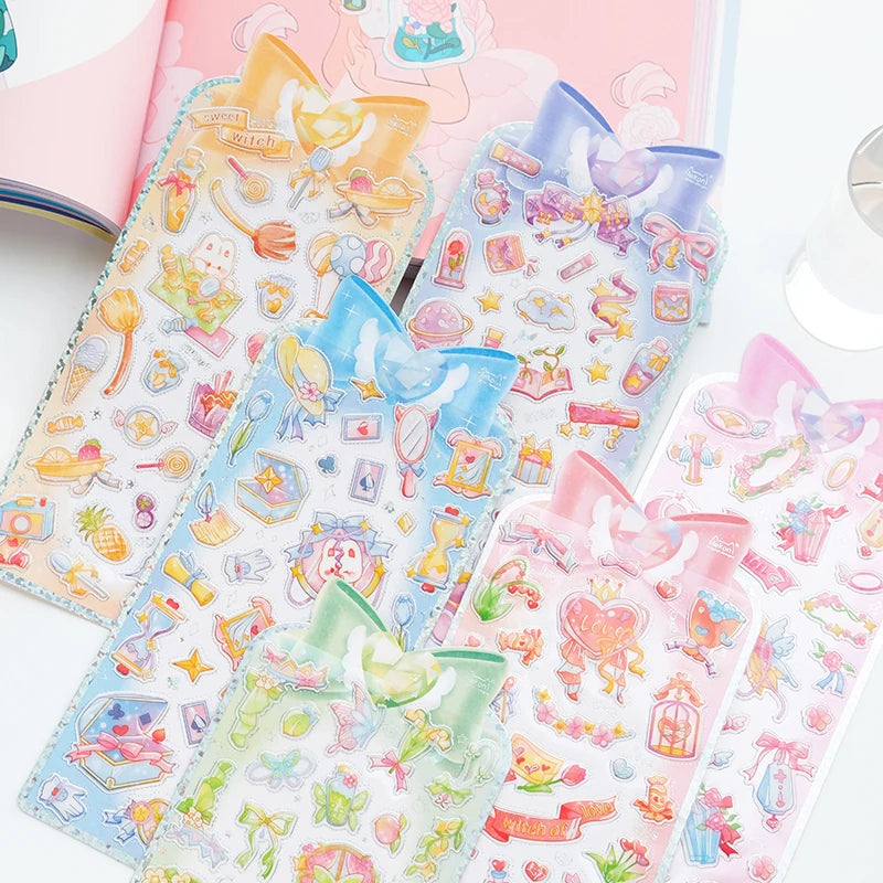 Nekoni Kawaii Hot Silver Pearlescent Effect Sticker Sheet  for Handbook Laser Stickers
