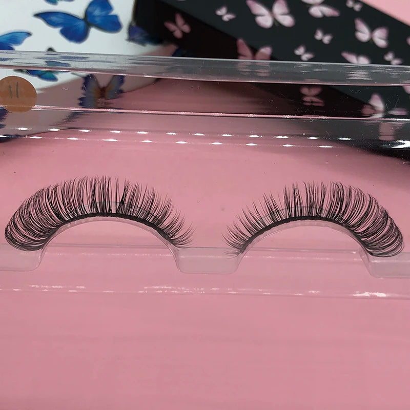 DC11 Qingdao Eyelash Manufacture d Dd Curl Private logo Faux Mink Plant Fiber Cat Eye Lash Russian Strip Lash