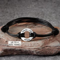 18K Gold Custom Engraving Circle Charm Bracelets Stainless Steel Personalized Engraved Round Ring Adjustable Rope Cord Bracelet