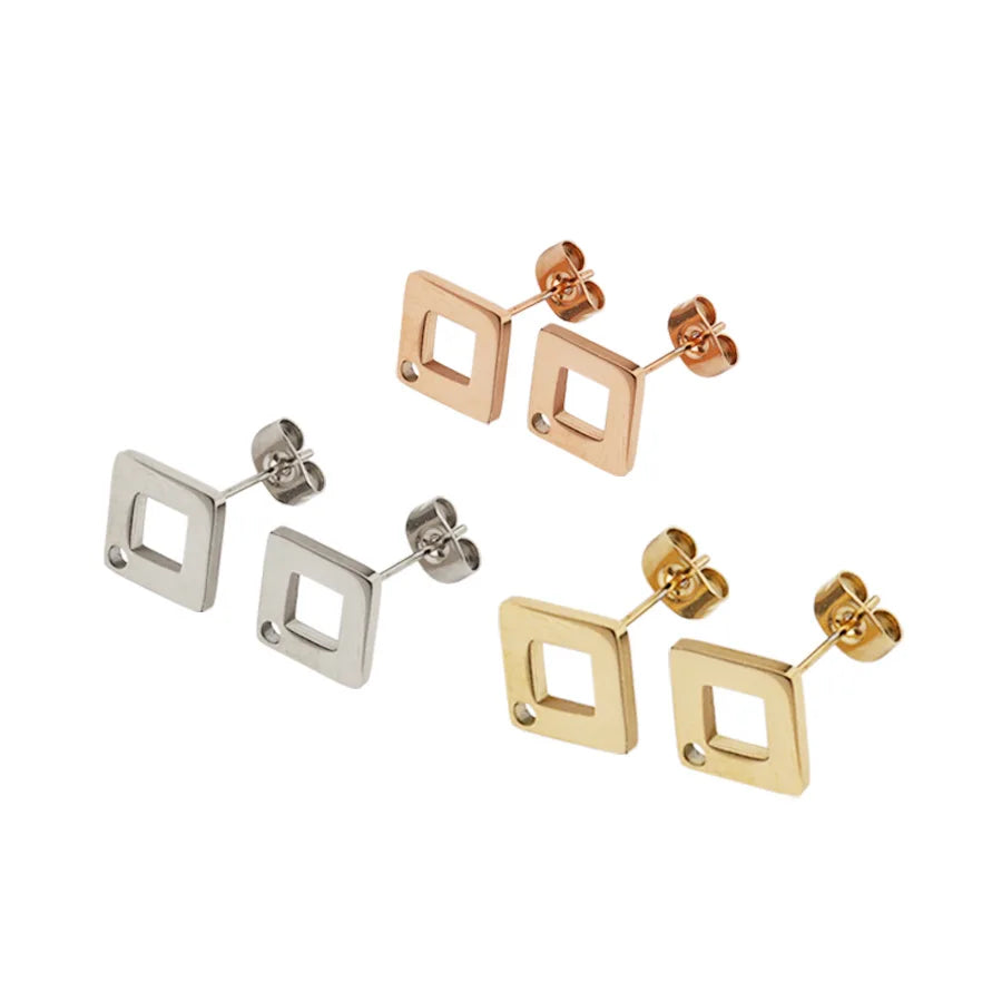 Low Price Square Fashion Geometric Earrings Stainless Steel DIY Hand Made Semi-finished Earrings Accessories