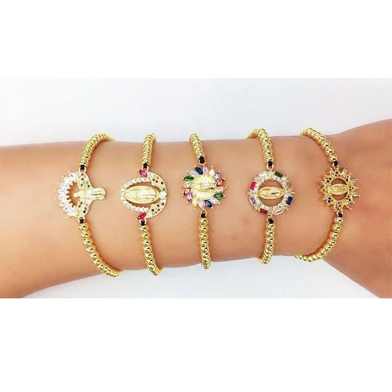 BMZ 2025 Factory Cost Best Quality Colorful Crystal Bracelet 18K IP Plating Round Bead Stainless Bracelet