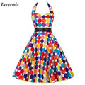 Summer Casual Dress Women Polka Dot Retro Swing Gown Pin up Robe Vintage 60s 50s Rockabilly Sundress