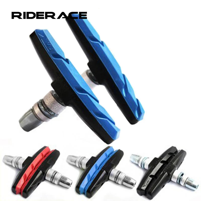 RIDERACE 1 Pair Mountain Road Bike Brake Pads Silent Bicycle Braking V-Brake Parts Folding Holder Rubber Blocks Clamp Durable