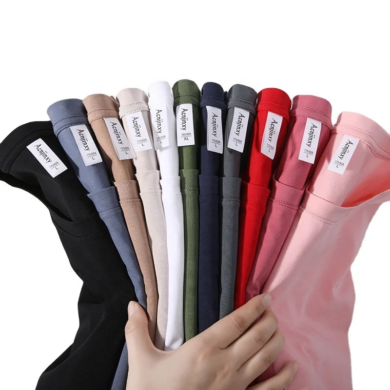 T-shirt Fabric Casual Wholesale Customizable 100% Cotton Blank Top Knitted Solid Color Printed Tshirt Mens Shirts Printed